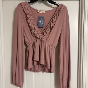 Peach Love California Mauve Ruffle Blouse